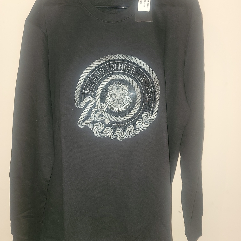 Leftpoint Rhjnestone Black Milano Sweatshirt Xxl Made In Italy. Nwt.